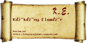 Kökény Elemér névjegykártya